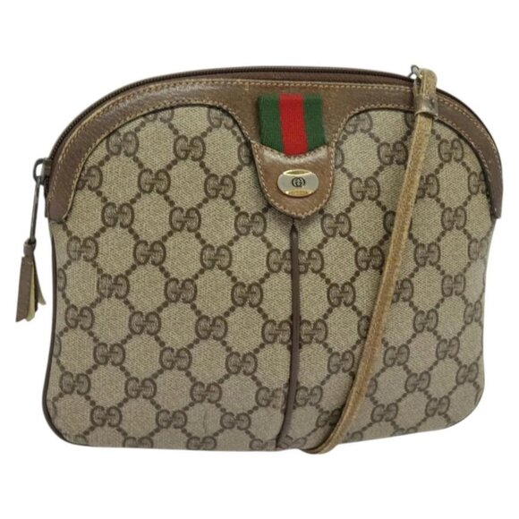GUCCI GG Supreme Web Sherry Line Shoulder Bag PVC Beige 904 02 047 Auth 118534 - Picture 1 of 16